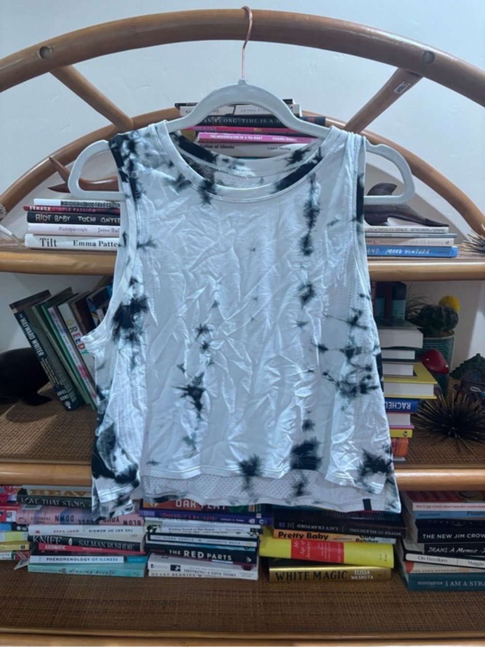 lululemon athletica White and Black Tie-Dye Racerback Tank